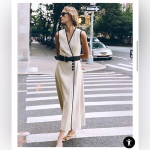 Zara Beige Maxi Dress with Black Accents